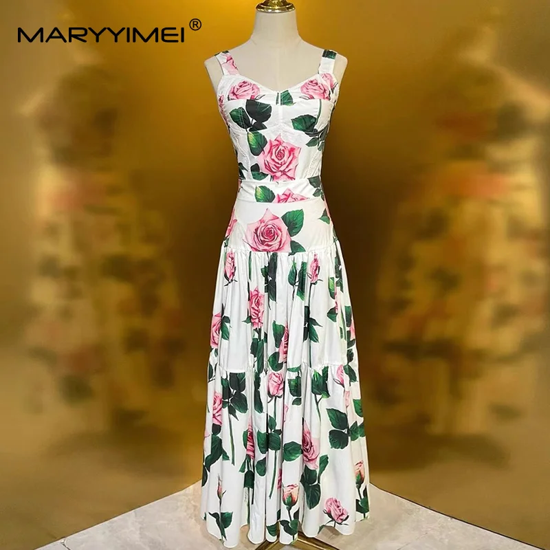 Romper Floral Print - MARYYIMEI Floral-Print Pleated Splicing Fashion Suit
