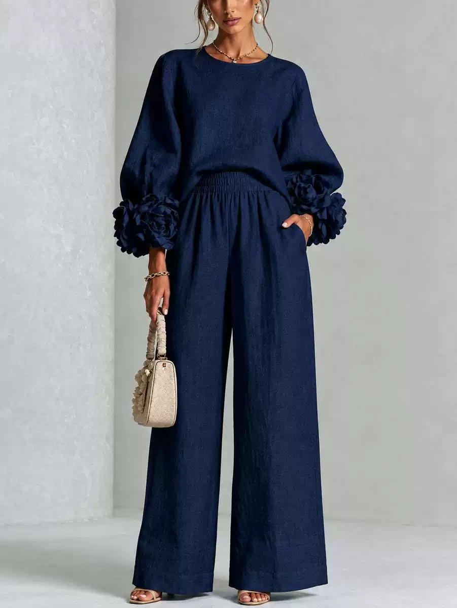 Ladies' Linen Two-Piece Set wi - đánh giá và giá Linen Pant Wide