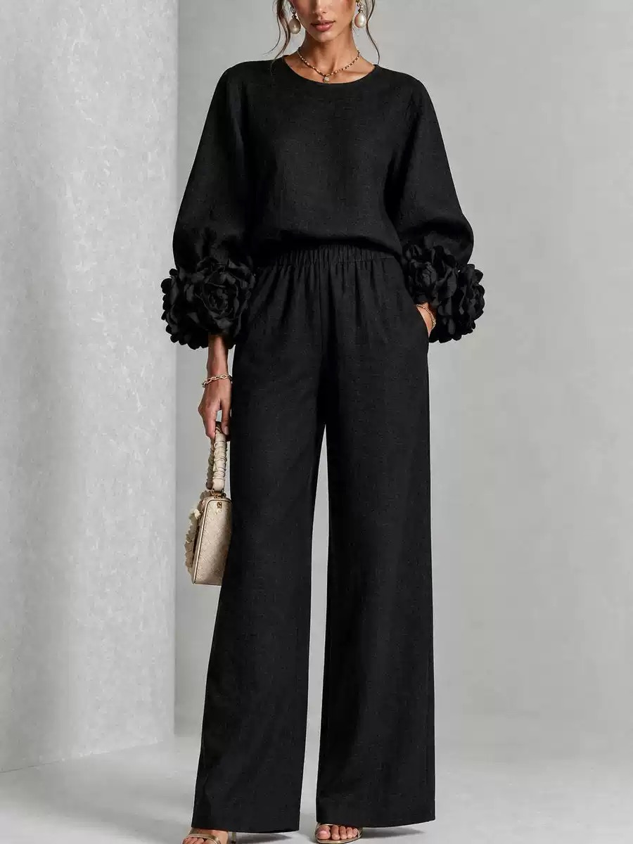 Ladies' Linen Two-Piece Set wi - đánh giá và giá Linen Pant Wide