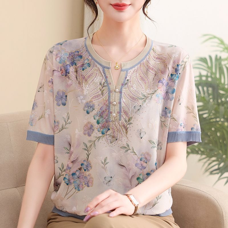 Elegant Mom Women Ice Silk Kni - đánh giá và giá Romper Floral Print