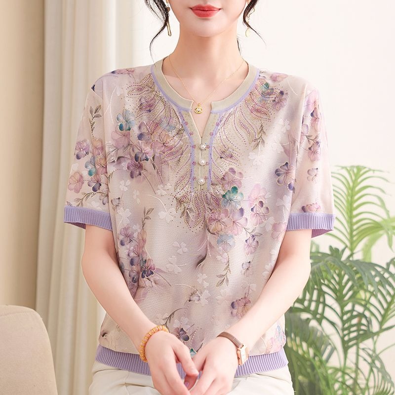 Elegant Mom Women Ice Silk Kni - đánh giá và giá Romper Floral Print
