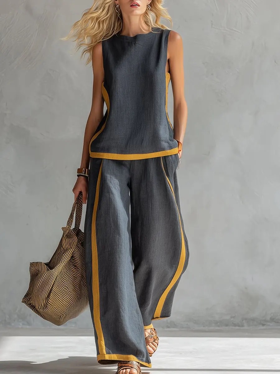 Casual Women's Color Block Two - đánh giá và giá Linen Pant Wide