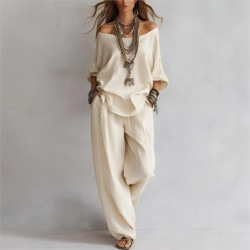 Women's Two-piece Three-quarte - đánh giá và giá Linen Pant Wide