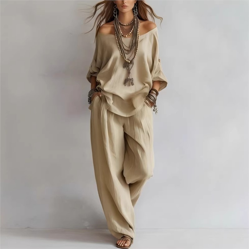 Women's Two-piece Three-quarte - đánh giá và giá Linen Pant Wide
