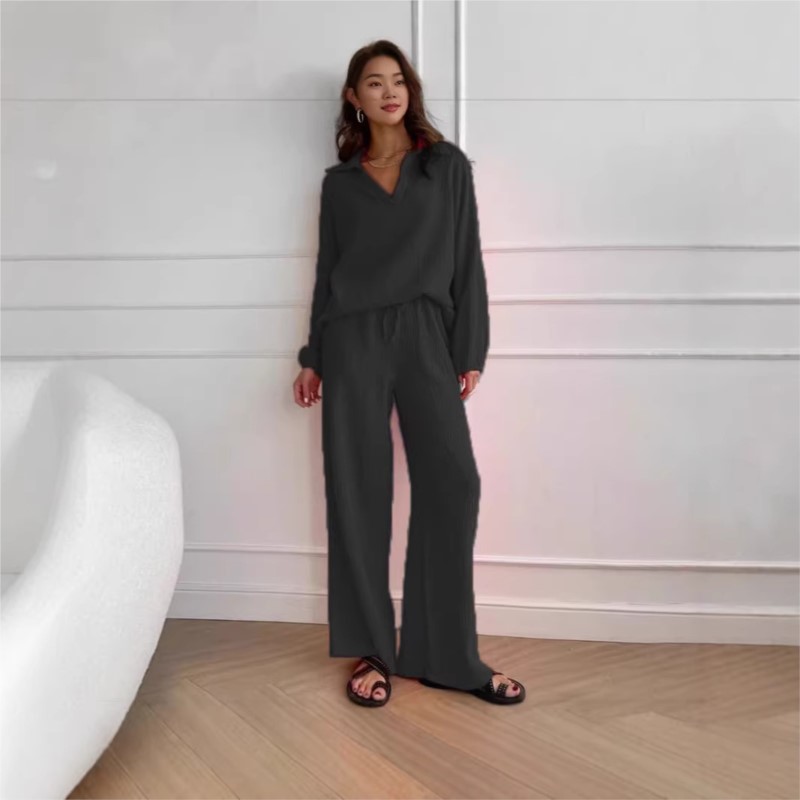 Women's Two-piece V-neck Long- - đánh giá và giá Linen Pant Wide