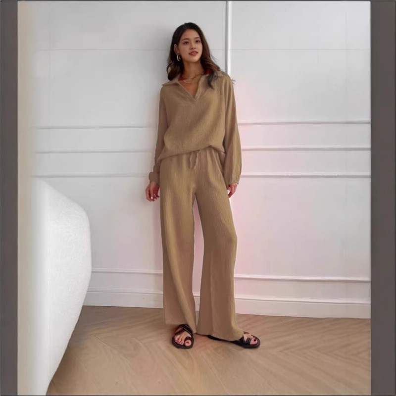 Women's Two-piece V-neck Long- - đánh giá và giá Linen Pant Wide