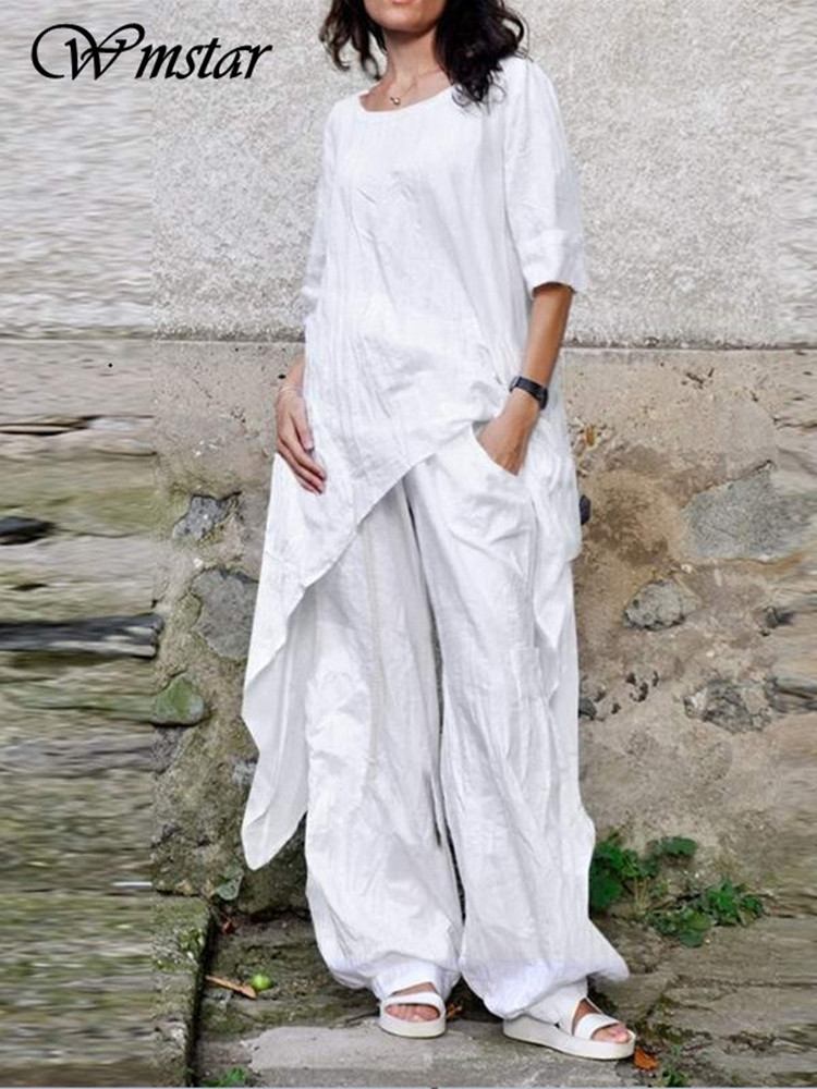 Wmstar Two Piece Set Women Cas - đánh giá và giá Linen Pant Wide