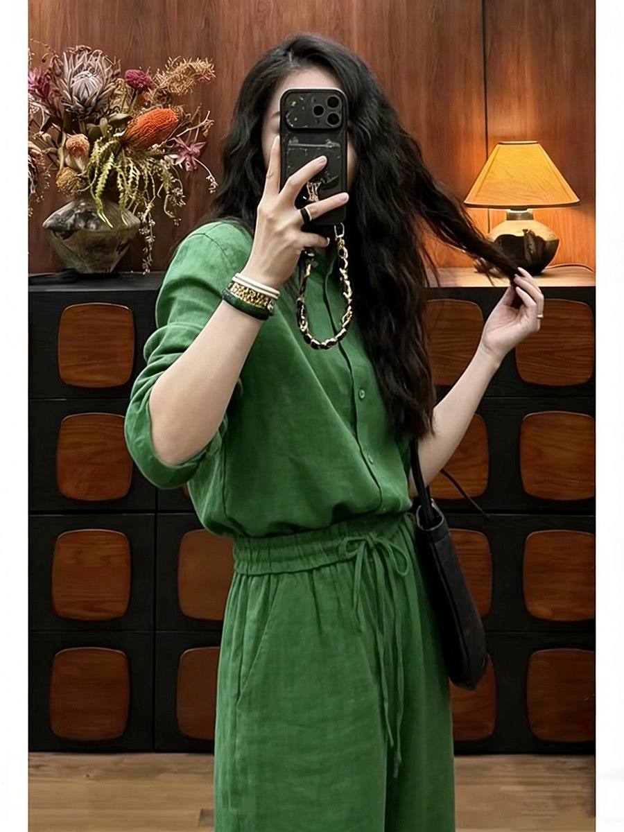 Loose Fit Linen Shirt And Wide - đánh giá và giá Linen Pant Wide