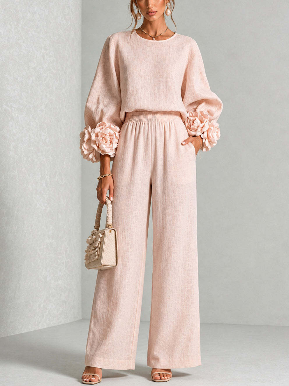 Women 2 Piece Linen Outfit O N - đánh giá và giá Linen Pant Wide
