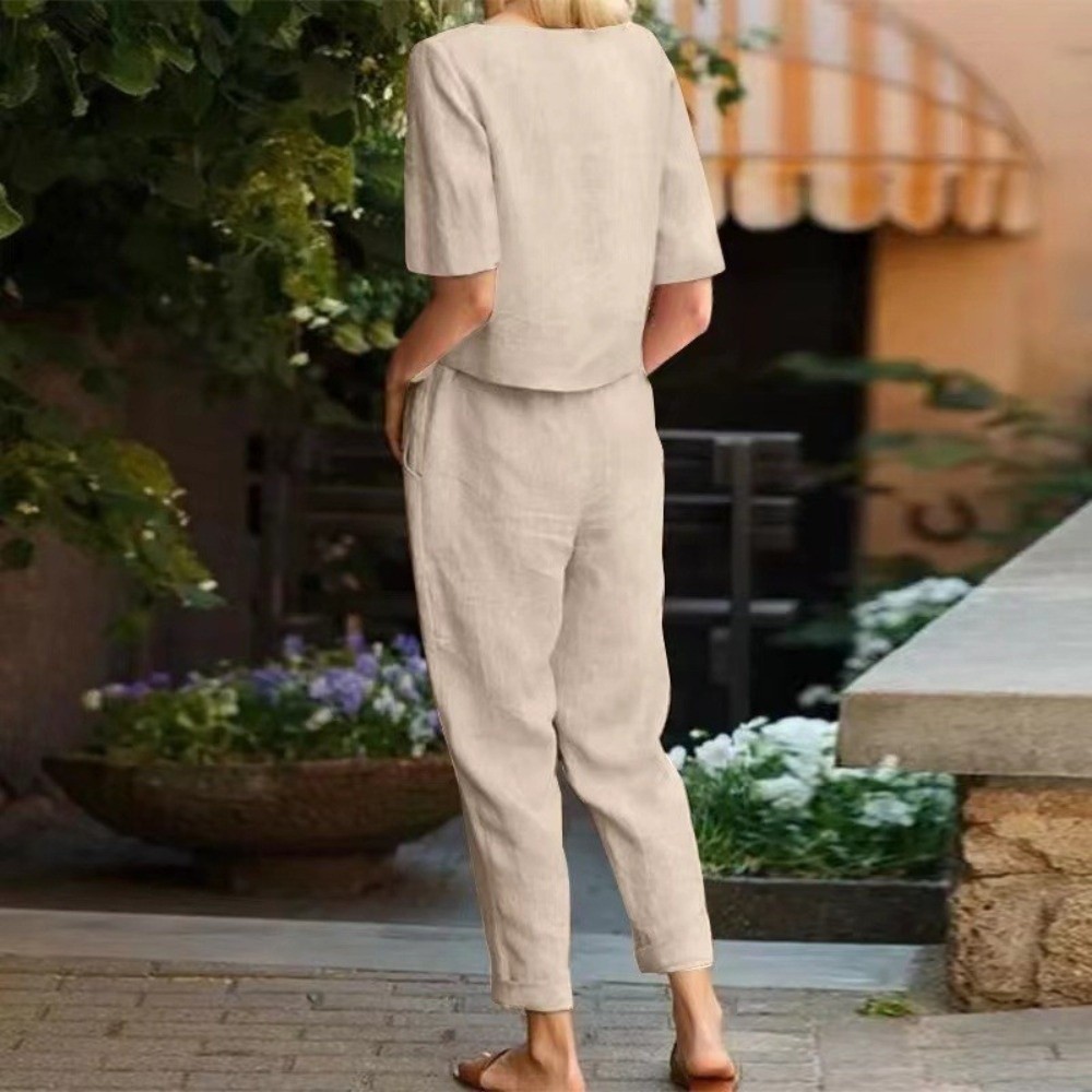 Half-sleeved Women's Cotton Li - đánh giá và giá Linen Pant Wide
